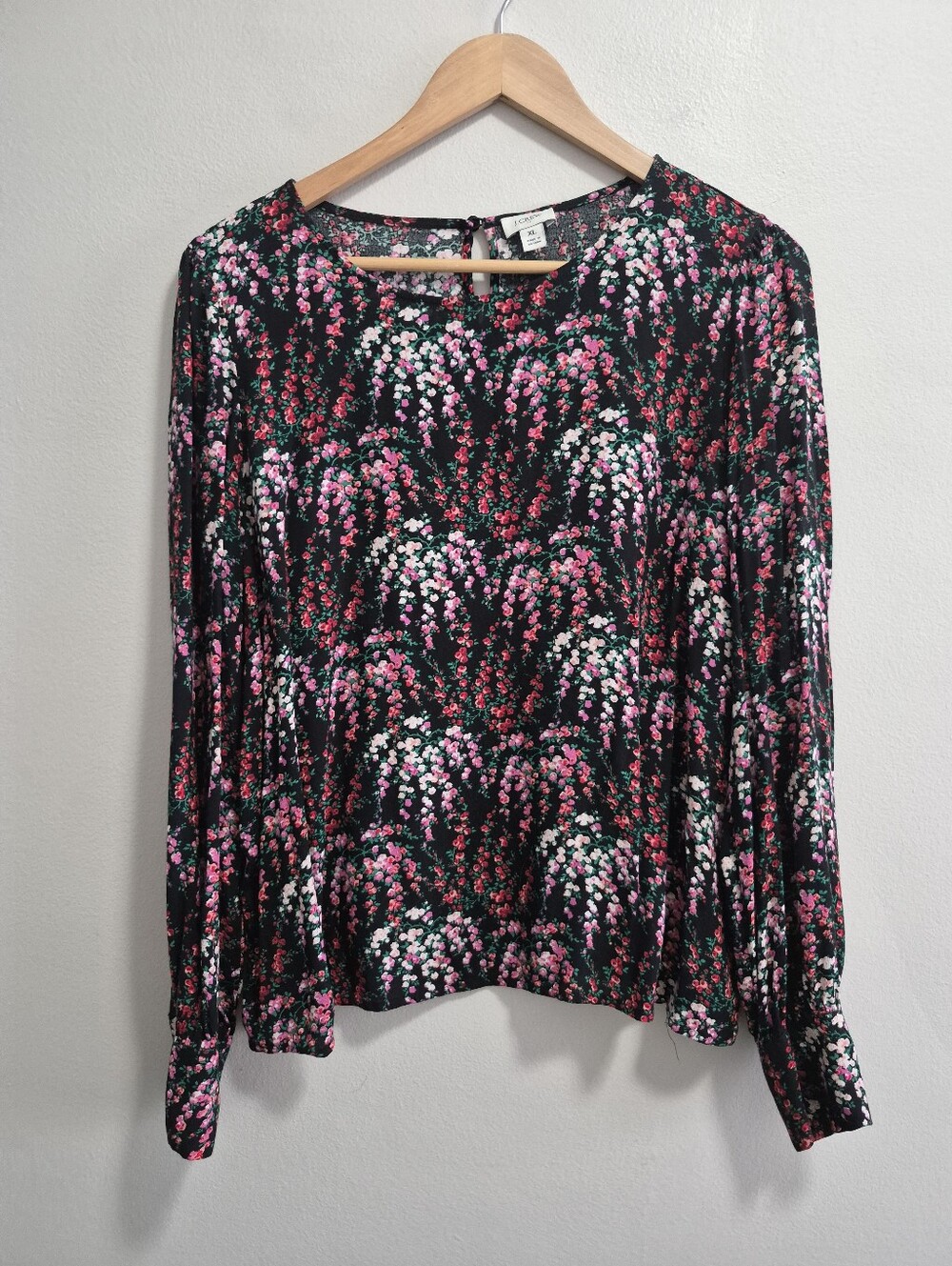 J. Crew Factory Printed Puff Sleeve Top Floral Wisteria Size XL